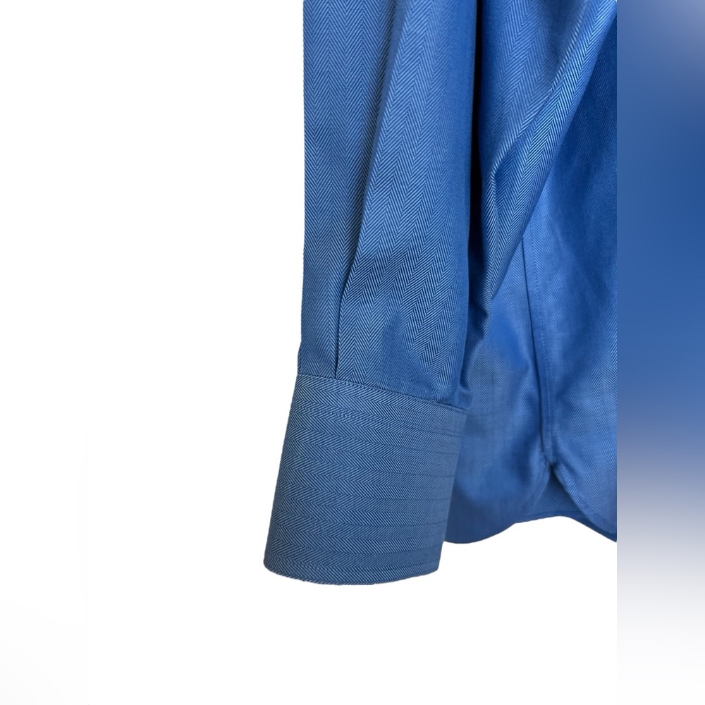 π EUC JOHN W. NORDSTROM Blue Herringbone Dress Shirt | 17.5 | 35 - Picture 6 of 8
